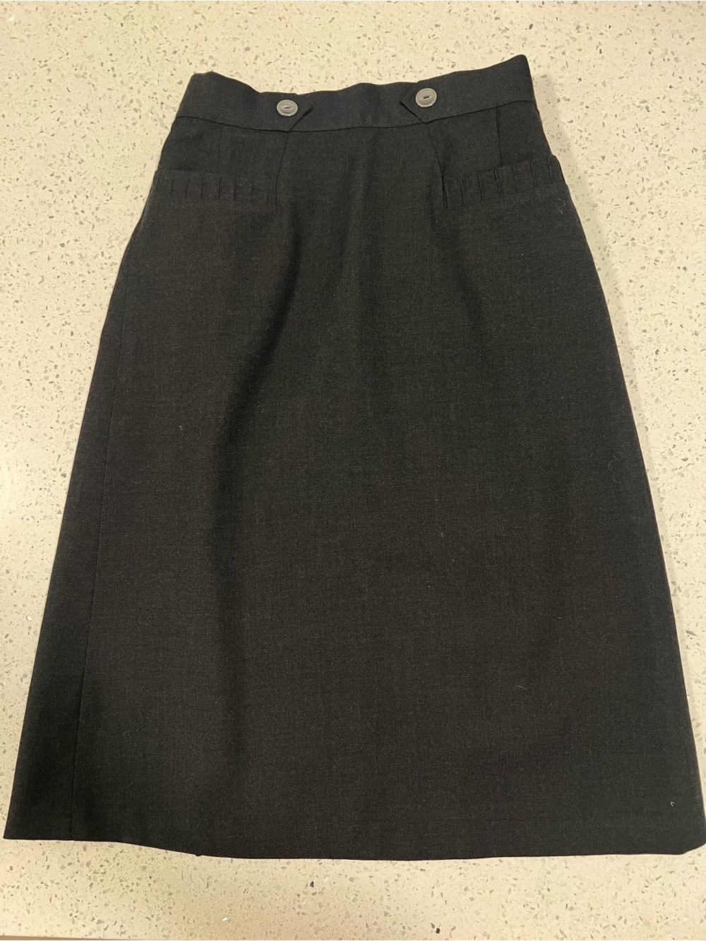 TONI LYN of Edmonton Skirt Vintage Wool Blend Button Detail Black Size 12 Midi